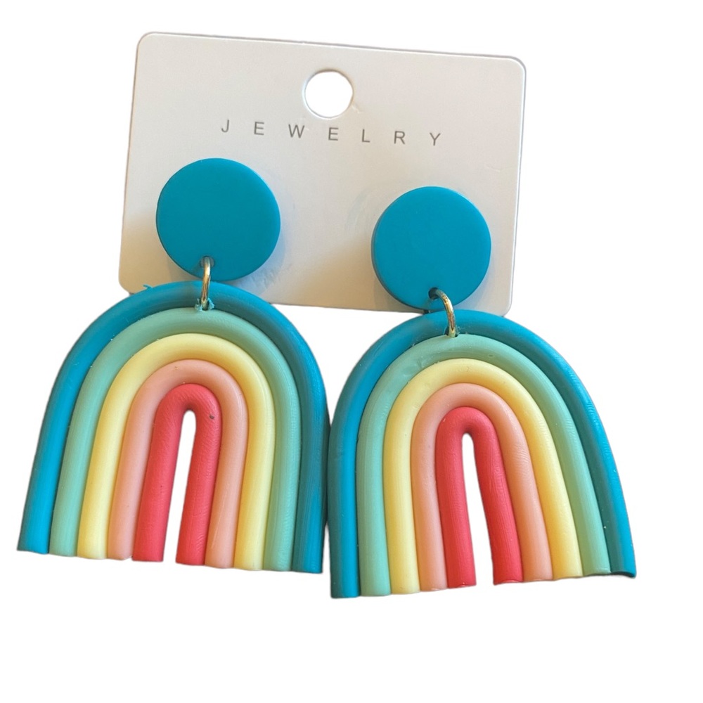 Clay Colorful Rainbow Dangle Earrings